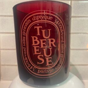 Empty Diptyque Tubereuse Candle Jar Vessel Burgundy